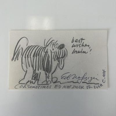 Ed Nofziger hand drawn and signed sketch