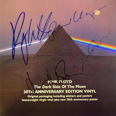 Pink Floyd Dark Side of the Moon band signed Record Insert Sticker 