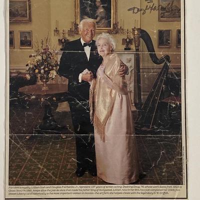 Lillian Gish and Douglas Fairbanks Sr signed magazine page 