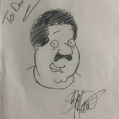Family Guy Cleveland original sketch autographed by Seth McFarlane. 