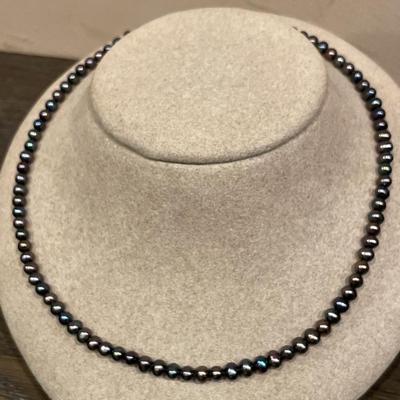 Baroque black freshwater cultured pearl necklace