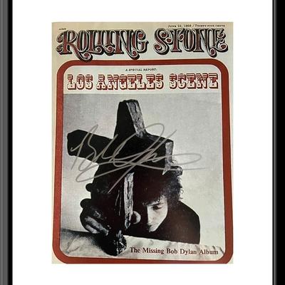 Bob Dylan signed Rolling Stone Magazine cover photo