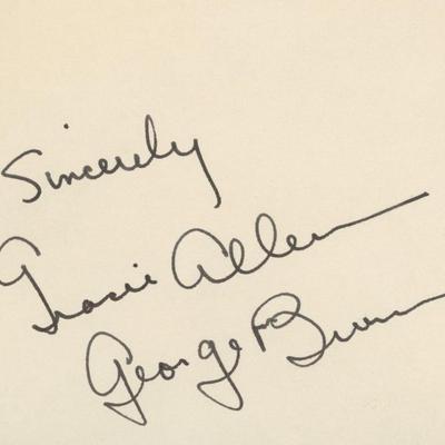 George Burns and Gracie Allen signature cut