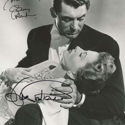 Cary Grant and Joan Fontaine signed photo. GFA Authenticated