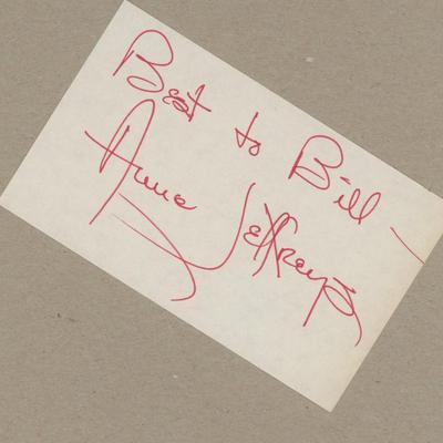 Anne Jeffreys signed note