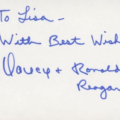 Nancy and Ronald Reagan signed note