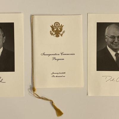 Bush, Cheney 2001 Inauguration program and facsimile signed photo