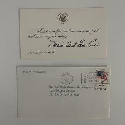 1960 Mamie Doud Eisenhower signed thank you card