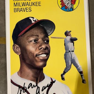 Hank Aaron Giant baseball card poster