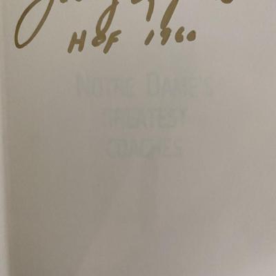 Johnny Lujack signed Notre Dame's Greatest Coaches book