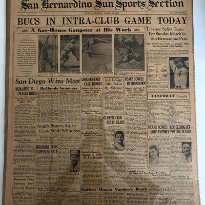 San Bernardino Sun Sports Section Newspaper Page. Sunday, March 21 1937