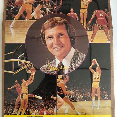 LA Lakers Jerry West signed statistics poster 