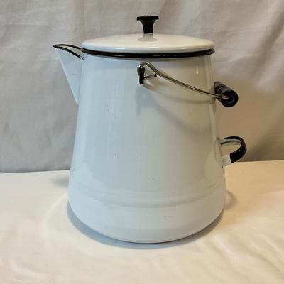 Vintage Extra Large Enamel Coffee Pot
