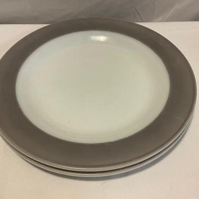 Pyrex dinner plates with gray trim, set of 2