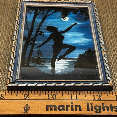 LOT 1 - Antique Silhouette Reverse Painting Woman in Moonlight