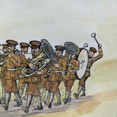 Vintage Military Marching Band Artwork SIgned