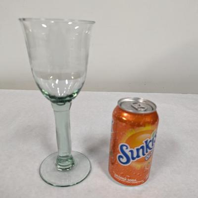 Set of Seven Green Glass Stemmed Goblets