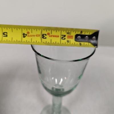 Set of Seven Green Glass Stemmed Goblets