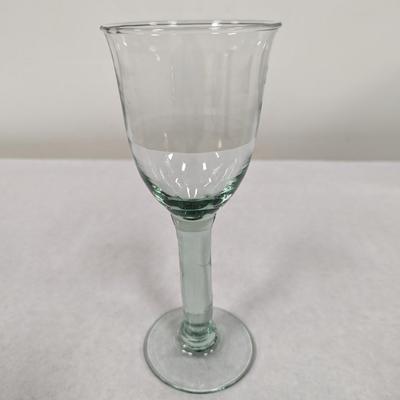 Set of Seven Green Glass Stemmed Goblets