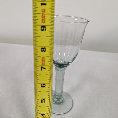 Set of Seven Green Glass Stemmed Goblets