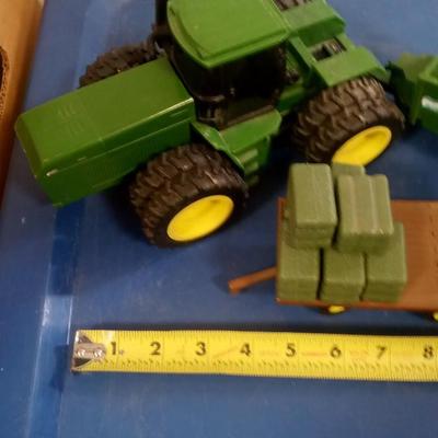 LOT 153 VINTAGE TOY TRACTOR WITH WAGONS