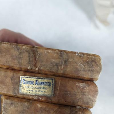 Serene Alabaster & Wooden Bookends