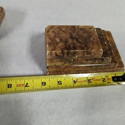 Serene Alabaster & Wooden Bookends