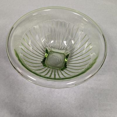 Uranium Glass Ribbed Bowl