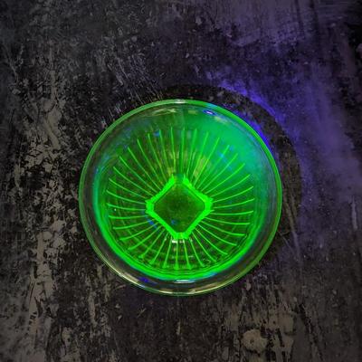 Uranium Glass Ribbed Bowl