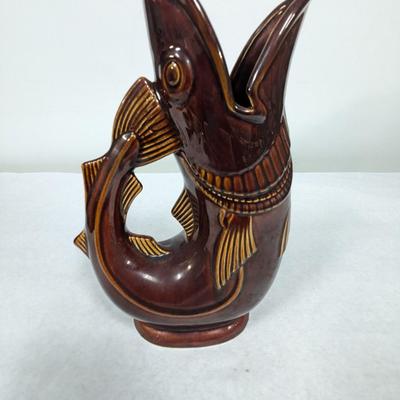 Vintage Shreve Crump & Low Boston Brown Gurgling Cod Fish Pitcher Vase