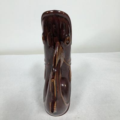 Vintage Shreve Crump & Low Boston Brown Gurgling Cod Fish Pitcher Vase