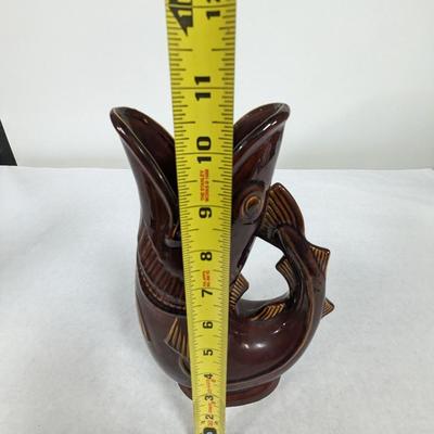 Vintage Shreve Crump & Low Boston Brown Gurgling Cod Fish Pitcher Vase