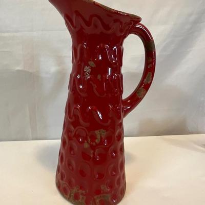 Decorative Red Pitcher 12in