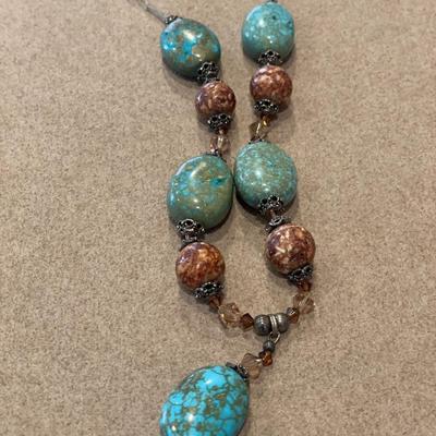 Blue/green turquoise statement necklace