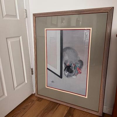 Large Cat Print in a Wooden Frame (D-DZ)