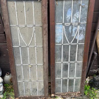 Leaded Light Window Panels / Cabinet Doors =clear glass , both the same - Lot of 2
