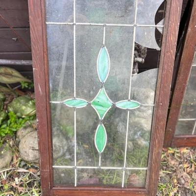 Leaded Stained Glass Light Window Panels, lot of 4 , Clear Glass , As Seen