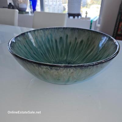 LARGE GREEN PAINTED BOWL