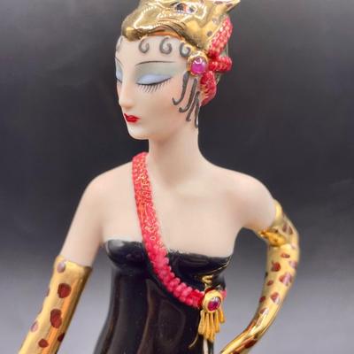 Franklin Mint House of Erte Porcelain Art Deco Woman Collectible Figurine Untamed Beauty