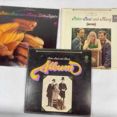 PETER, PAUL, & MARY lot of 3 vintage Vinyl Record Albums Late Again, Moving, Self Titled
