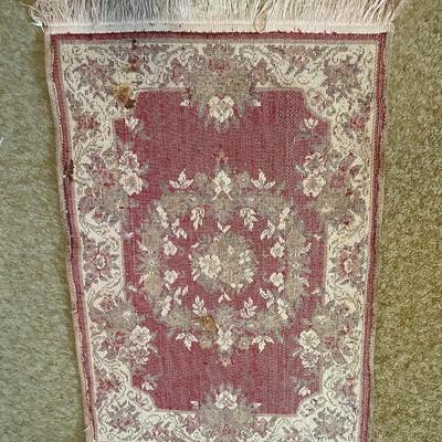 PERSIAN STYLE RUG AND A SMALLER STEP TRASH CAN