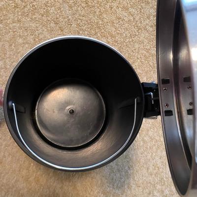 PERSIAN STYLE RUG AND A SMALLER STEP TRASH CAN