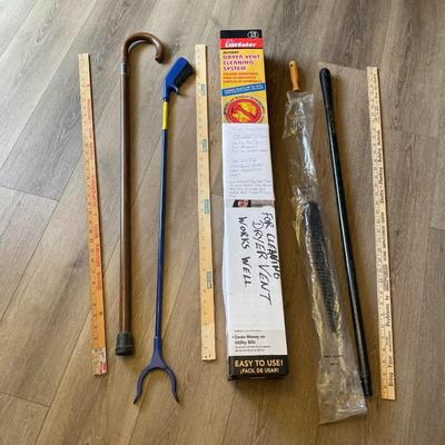 CANE, GRABBER, YARD STICKS AND DRYER VENT CLEANERS