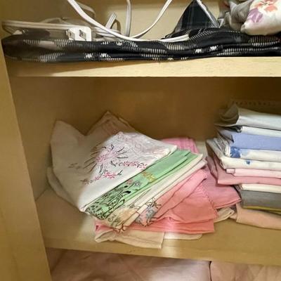 LINEN CLOSET FULL OF TOWELS, SHEETS AND BLANKETS