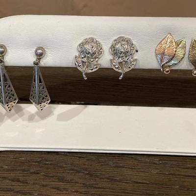 3 pairs of vintage Sterling earrings