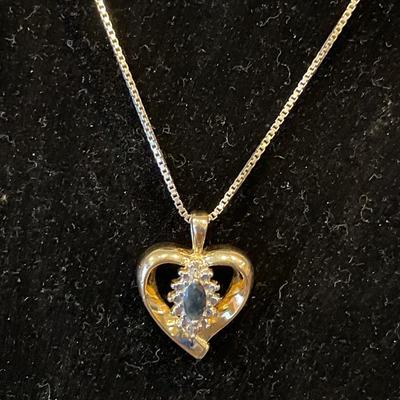 925 gold tone heart pendant with 925 chain