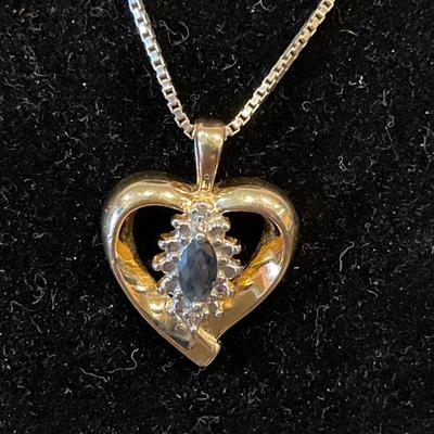925 gold tone heart pendant with 925 chain