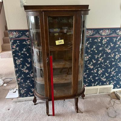 Oak Curved Glass China Hutch