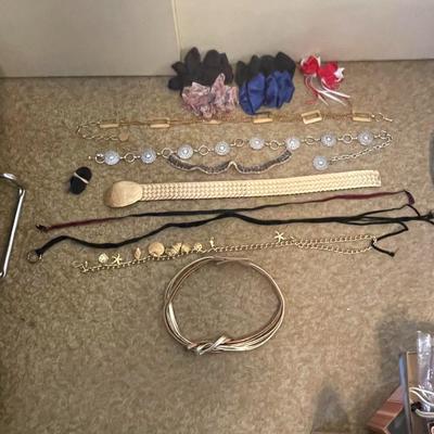 BELTS, BEADED COLLAR AND BARRETTES