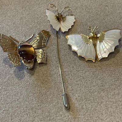 3 butterfly pins